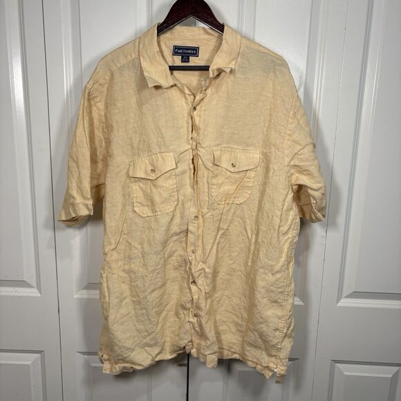 Paul Fredrick Men’s XXLT Shirt 100% Linen Button Front Short Sleeve Casual - Picture 1 of 6